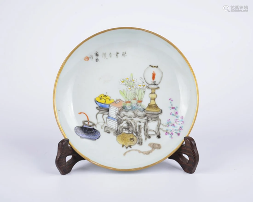 A Chinese famille rose plate