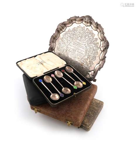 A mixed lot, comprising silver items: a Victorian presentati...