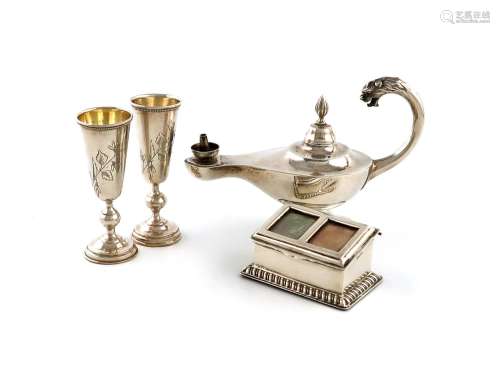 A mixed lot of silver items, comprising: a late-Victorian si...