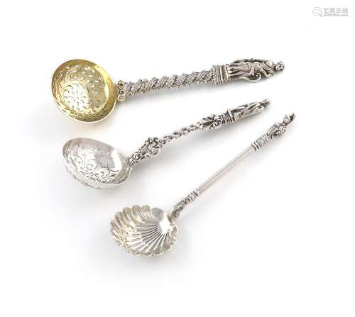 A Victorian parcel-gilt silver sugar sifting spoon, by Aldew...