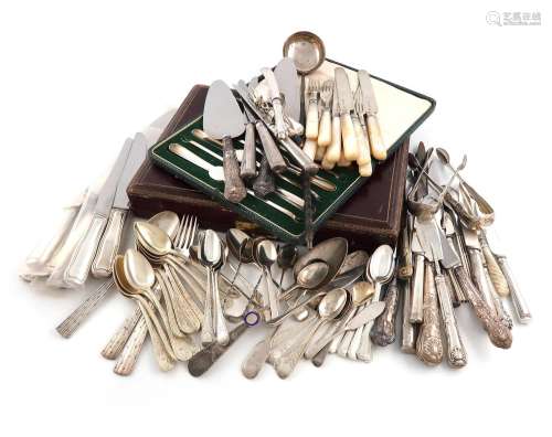 λA mixed lot of silver flatware, various dates and makers, c...