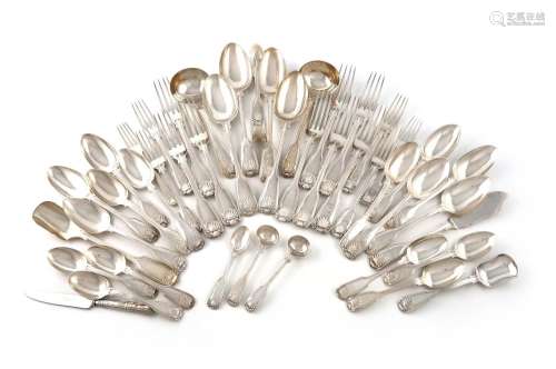 A collection of Victorian and later silver Fiddle, Thread an...