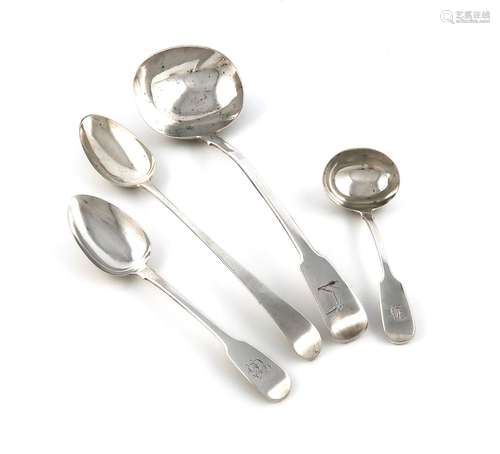 A small collection of silver flatware, comprising: a George ...