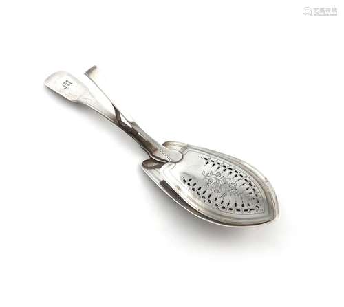 A George III silver Fiddle pattern fish slice/serving tong, ...