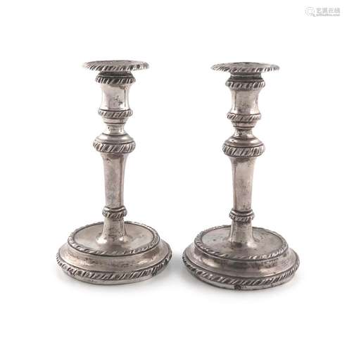 A pair of Italian silver candlesticks, with Venice marks, po...