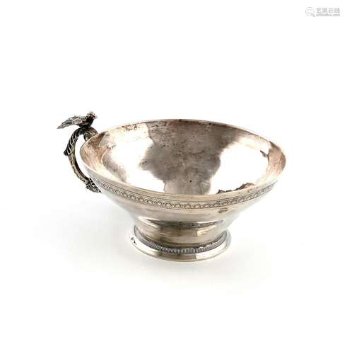 A Turkish silver cup, tapering circular form, leaf capped sc...