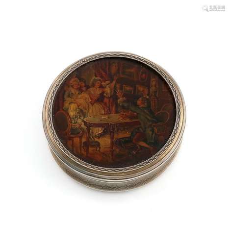 A French silver portrait box, makers mark of AD with a fish ...