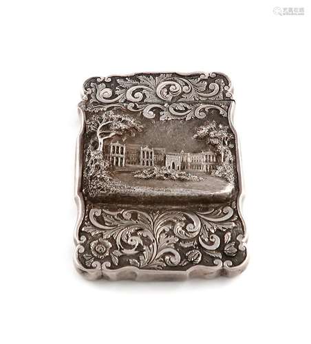 A Victorian embossed castle-top card case, by Nathaniel Mill...