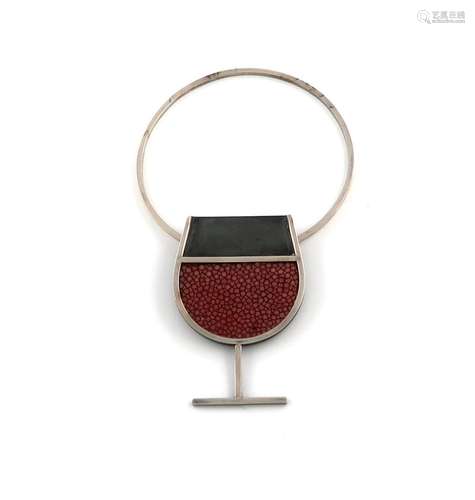 By James Dougall, a modern silver and shagreen wine label Lo...