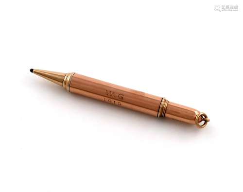 By Asprey, a 9 carat gold Gatling propelling pencil, London ...