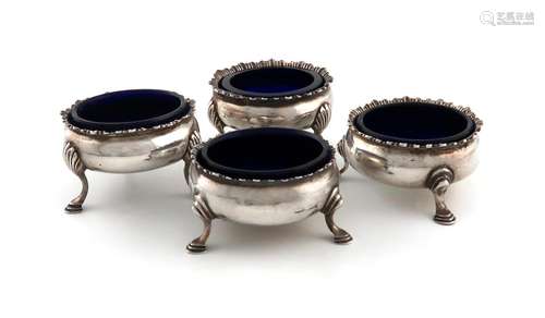 A pair of George III silver salt cellars, by Benjamin Bicker...