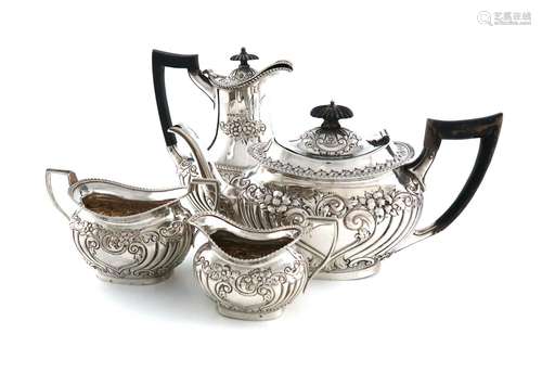 A four-piece late-Victorian silver tea set, by Jenkins &...