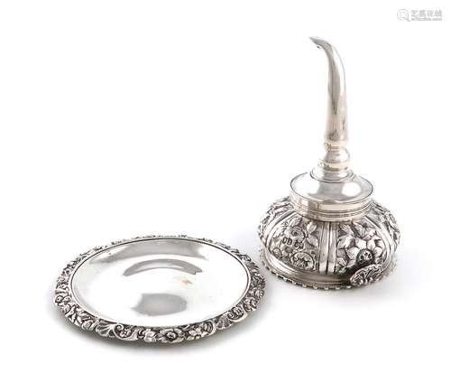 A George IV silver wine funnel with a Scottish wine funnel s...