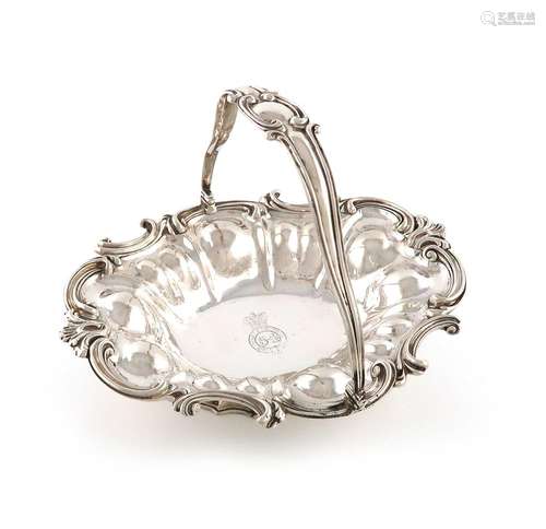 An early-Victorian Regimental silver swing-handled basket, 5...