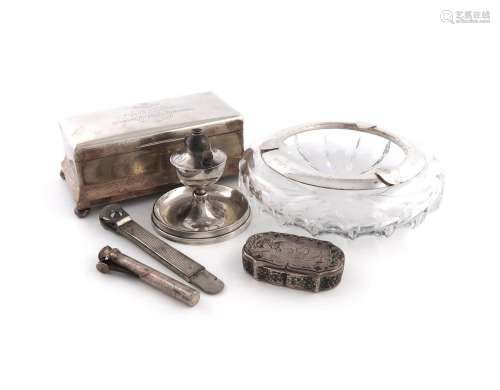 A collection of Regimental silver items, comprising: a cigar...