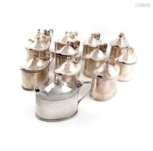 A matched set of twelve Indian and English mustard pots, eig...