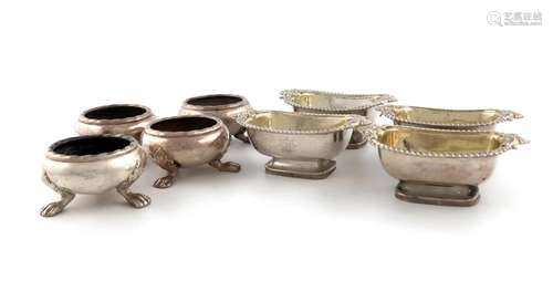 A set of four George III Regimental silver salt cellars, by ...