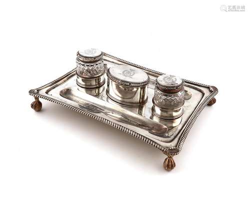 An Edwardian Regimental silver presentation inkstand, by H. ...