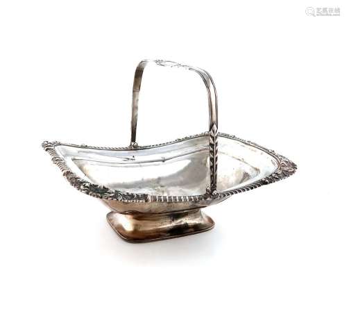 An early 19th century silver handled basket, marks worn, pos...