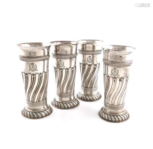 A set of four late-Victorian Regimental presentation silver ...