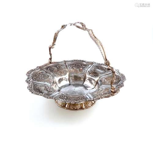 A George IV Irish regimental silver swing-handled basket, by...