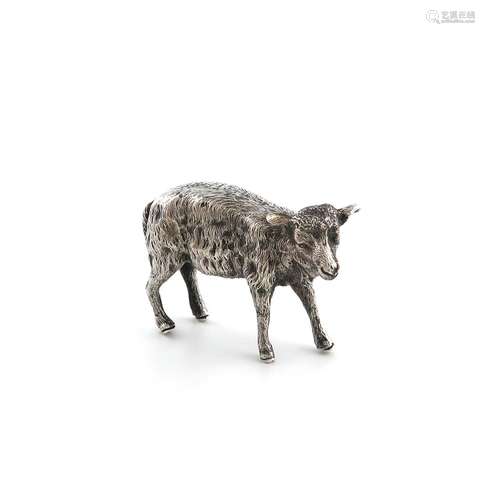 A silver model of a lamb, makers mark WI over HS, London 192...