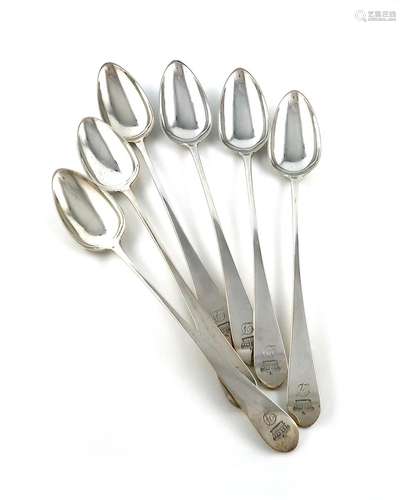 A set of six George III Scottish silver Celtic-point pattern...