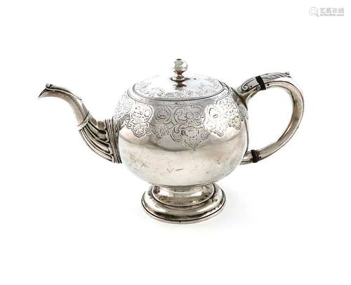 A George II Scottish silver teapot, by John Main, assay mast...