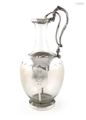 A large Victorian Irish silver-mounted glass claret jug / ew...