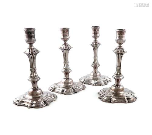 A set of four mid-18th century Irish candlesticks, by Robert...