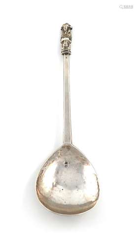 A Charles I West Country silver Buddha Knop spoon, the rever...