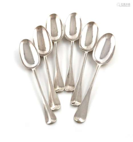 A collection of six silver Hanoverian pattern tablespoons, v...