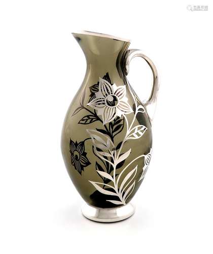 A German silver-overlay glass jug, by Friedrich Deusch, circ...