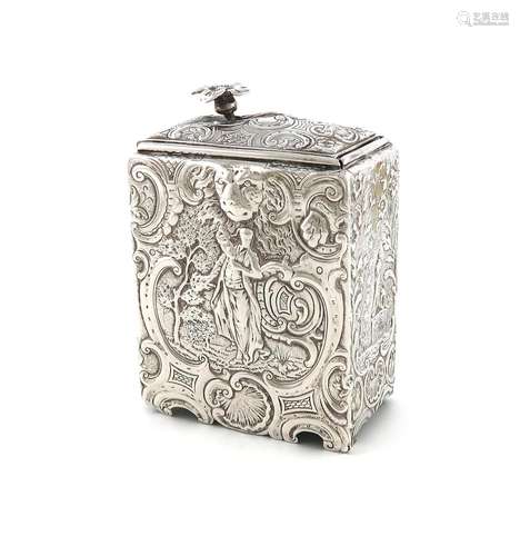 A late 19th century continental silver tea caddy, with impor...