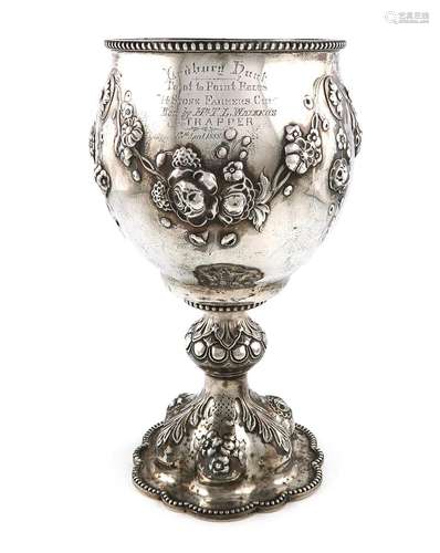 A large Victorian presentation silver goblet, by Hawksworth,...