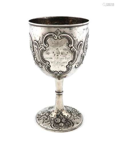 A large Victorian presentation silver goblet, by H.W Curry, ...