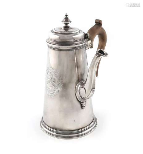 A George II silver coffee pot, by John Fossey, London 1736, ...