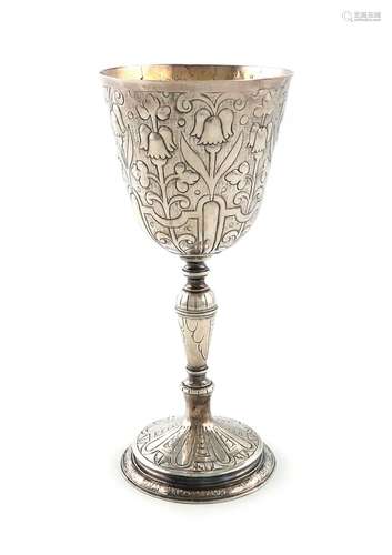 A James I silver wine cup, makers mark worn, London 1613, th...