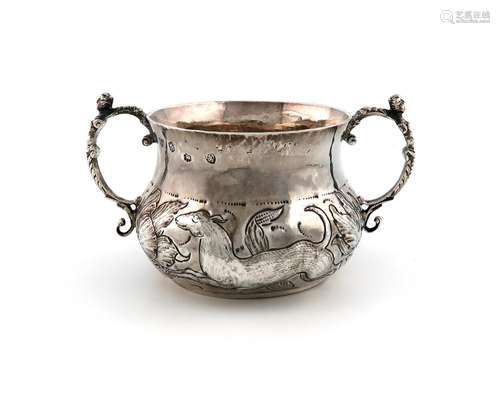 A Charles II silver two-handled porringer, by Roger Stevens,...