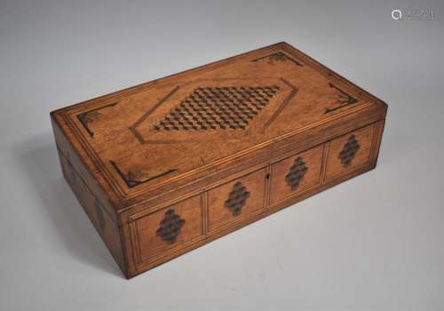 A 19th Century Cube Parquetry Inlaid Writing Slope in the Tu...