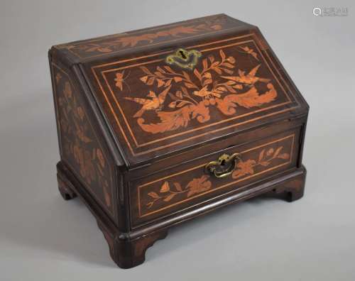 A Dutch Marquetry Miniature Bureau with a Four Drawer Fitted...