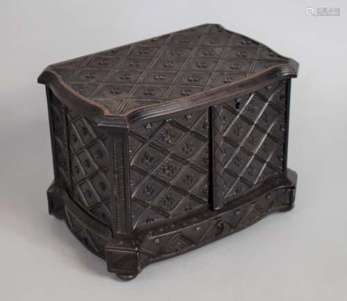 A Late 19th Century Carved Wooden Table Top Jewellery Cabine...