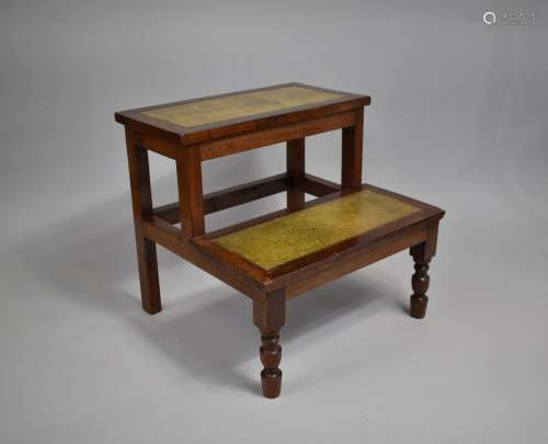 A Late 19th Century Mahogany Library Step or Bed Step with G...