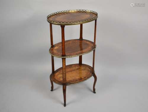 A Late 19th/Early 20th Century French Oval Three Tier Inlaid...