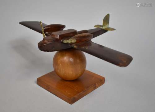 A Mid 20th Century Desk Top Wooden Model of a Aeroplane with...