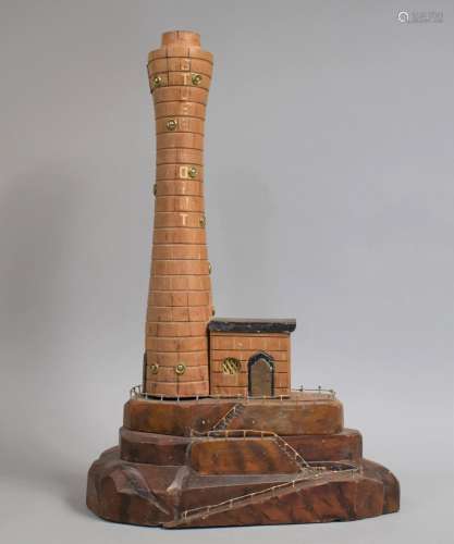 A Large Mid 20th Century Treen Folk Art Lamp Base in the for...