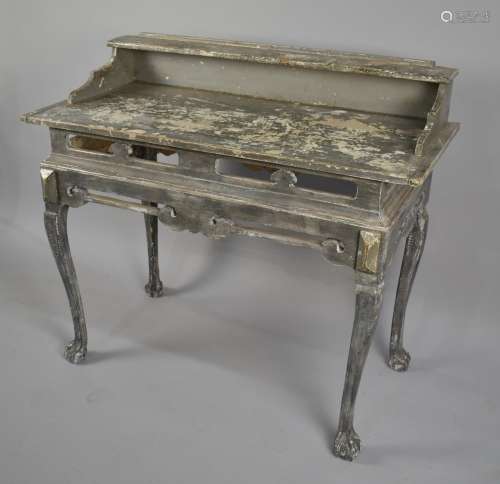 A 19th century Painted Pine Console Table with a Stepped Fri...