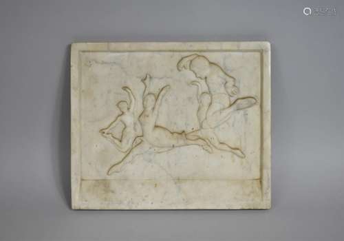 A Large Continental Art Deco Carved Marble Plaque, Ballet Da...