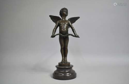 After Auguste Moreau, Bronze Figure of Winged Cupid with Bow...