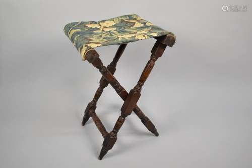 A 19th Century Folding Campaign Stool with a Tapestry Seat, ...